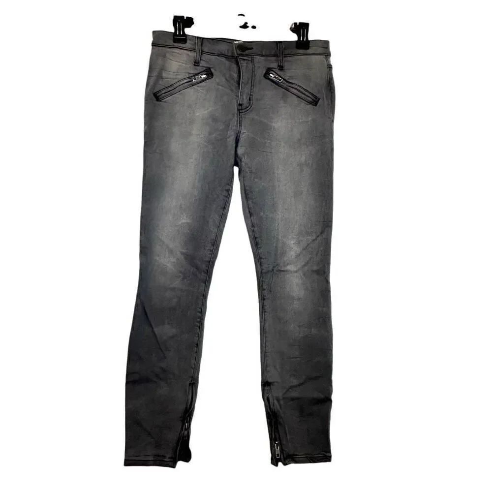 Current ElliottโThe Silverlake Zip Dazzle Stretch Low Rise Skinny Jeans Grayโ30